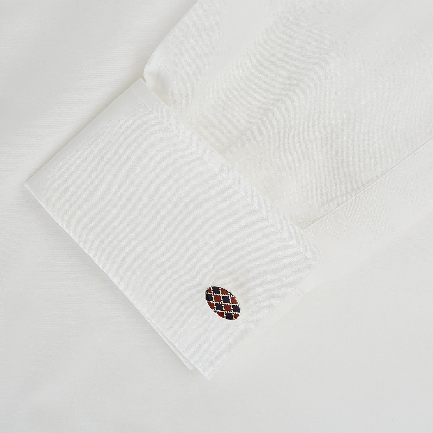 View 3 of product Burgundy and Navy Checkered Oval Enamel Cufflinks