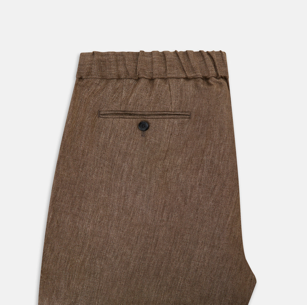 Pine Cone Linen Herringbone Miles Trousers