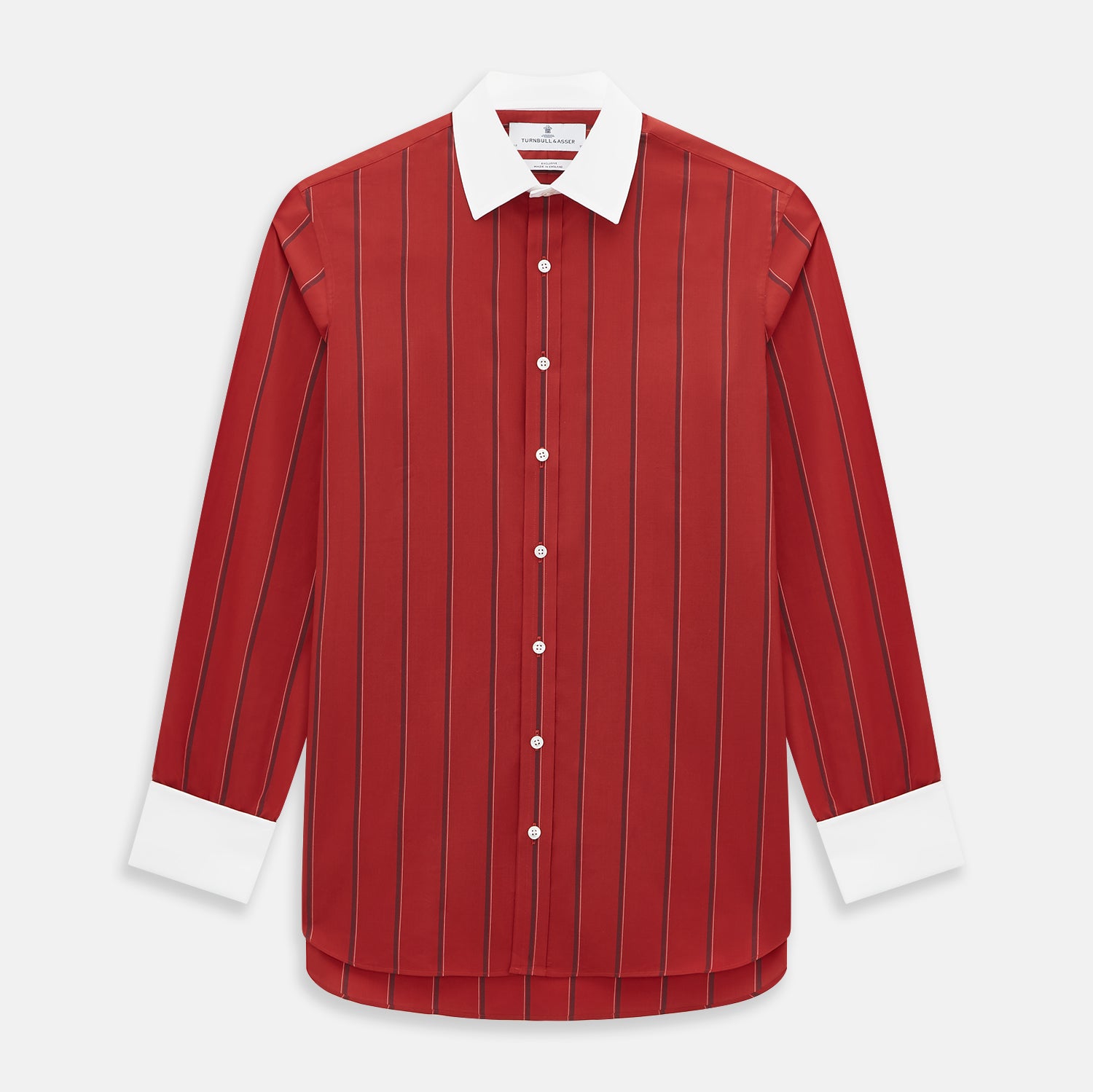 View 1 of product Dark Red Track Stripe Shirt with Contrast T&A Collar and Cuffs