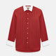 Dark Red Track Stripe Shirt with Contrast T&A Collar and Cuffs