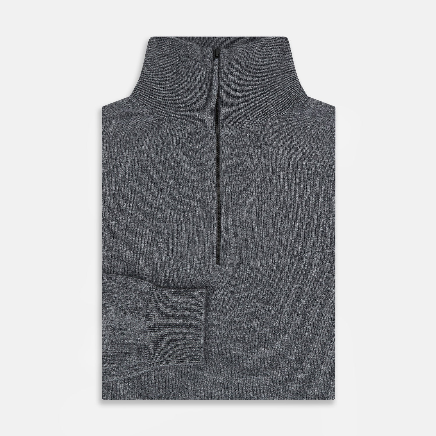 View 4 of product Slate Grey Melange Half-Zip Cashmere Jumper