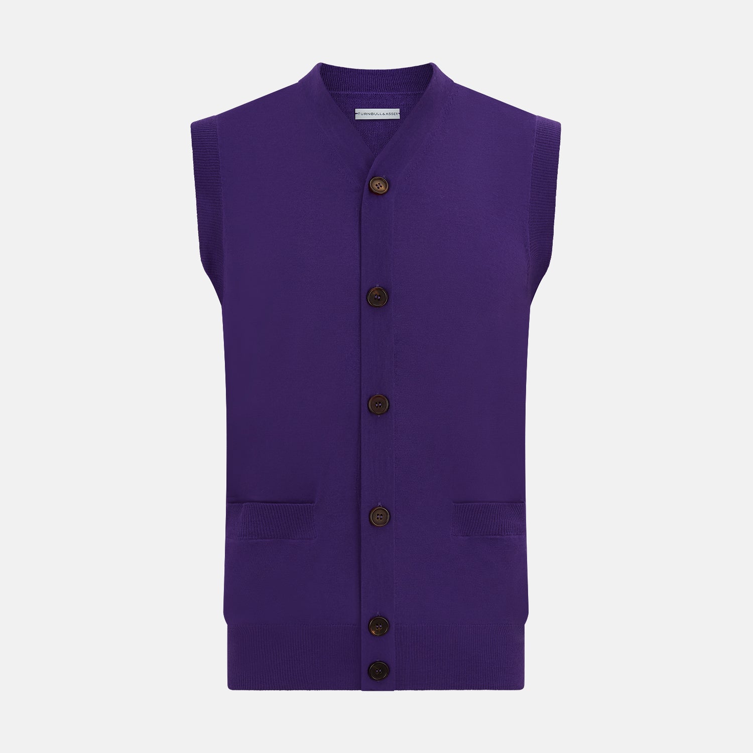 View 1 of product Purple Fine Merino V-Neck Sleeveless Cardigan