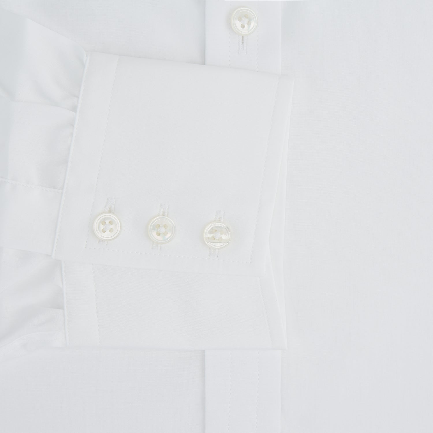 View 4 of product White Sea Island Quality Cotton Shirt with T&A Collar and 3-Button Cuffs