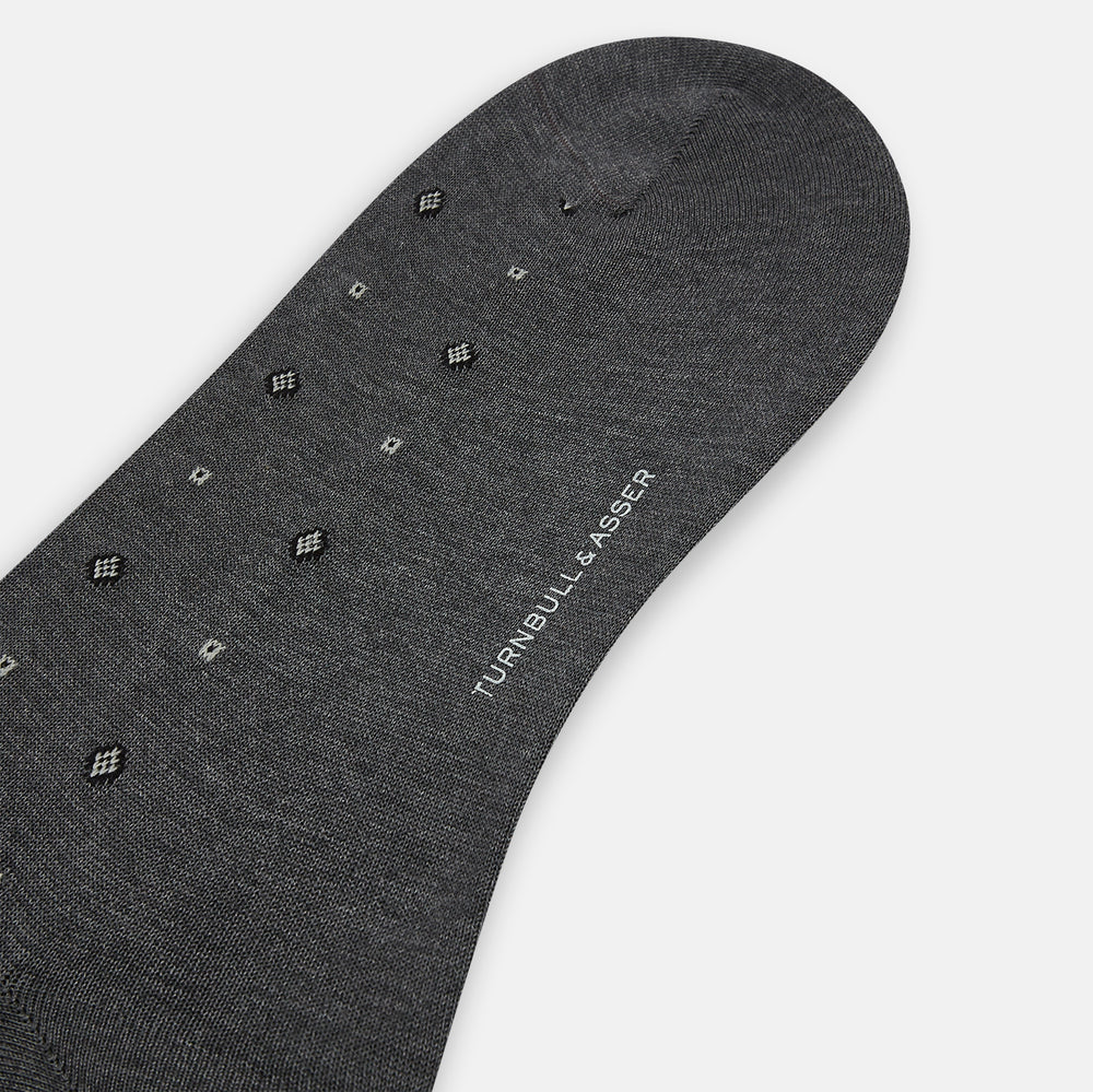 Grey Patterned Mid-Length Socks