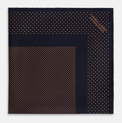 Navy and Blush Dot Silk Pocket Square Image 3
