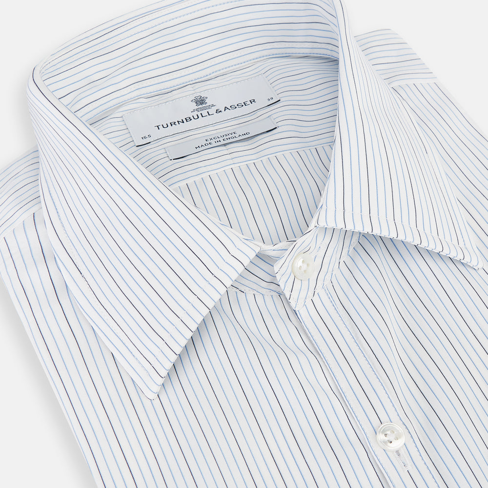 Pale Blue and Navy Pinstripe Westminster Shirt