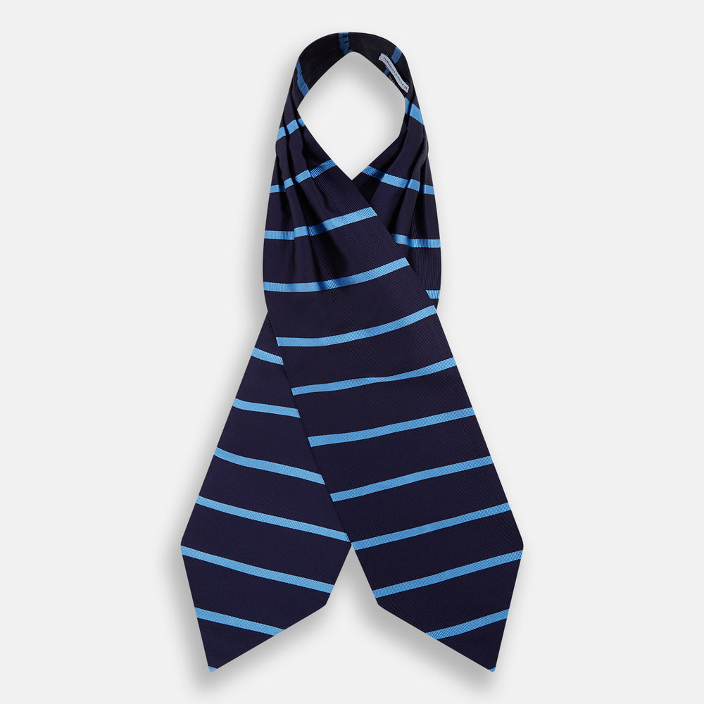 Azzurro Stripe and Navy Silk Cravat