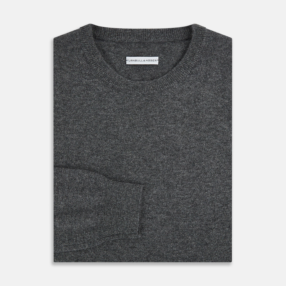Charcoal Grey Cashmere Round Neck Jumper