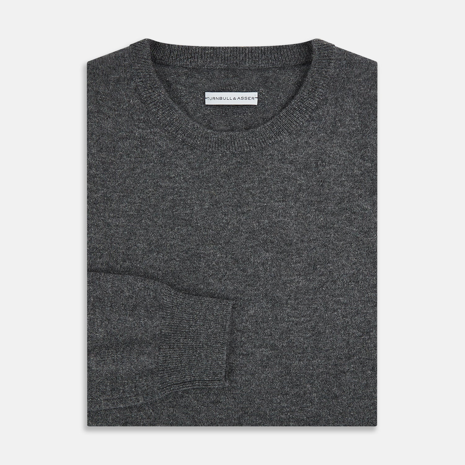 View 4 of product Charcoal Grey Cashmere Round Neck Jumper