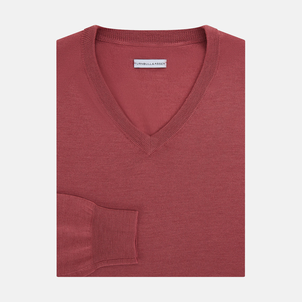 Antique Pink Merino V-Neck-Jumper