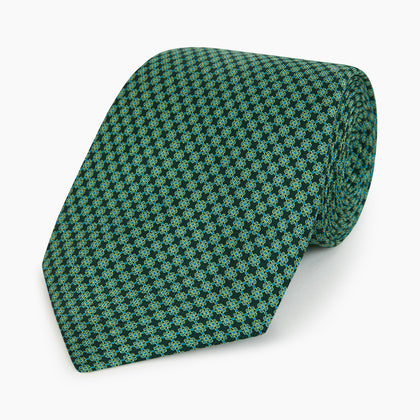Forest Green Geometric Floral Silk Tie Image 4