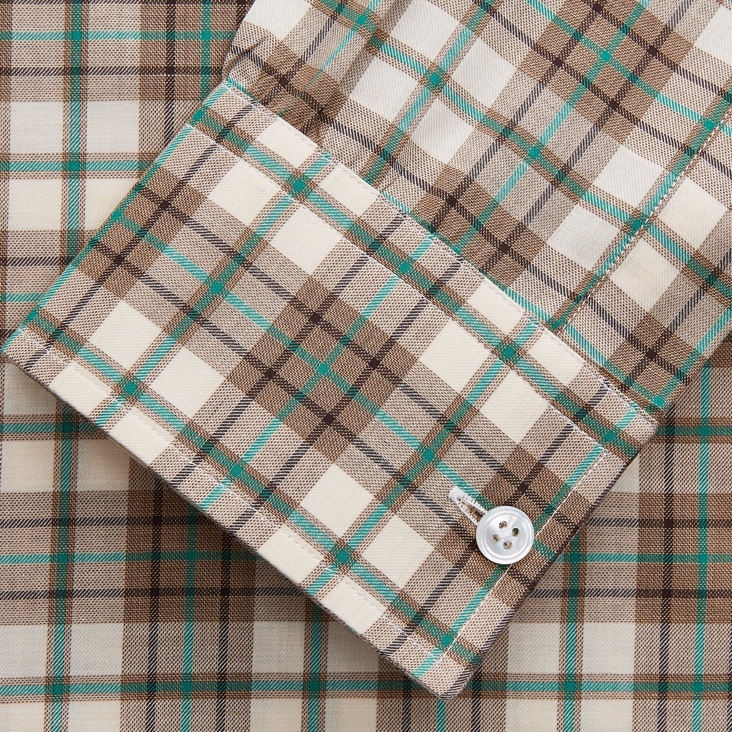 View 3 of product Green and Oatmeal Cotton Weekend Fit Langston Shirt