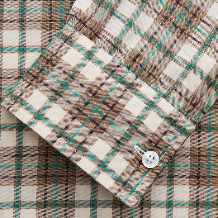 Green and Oatmeal Cotton Weekend Fit Langston Shirt Image 2