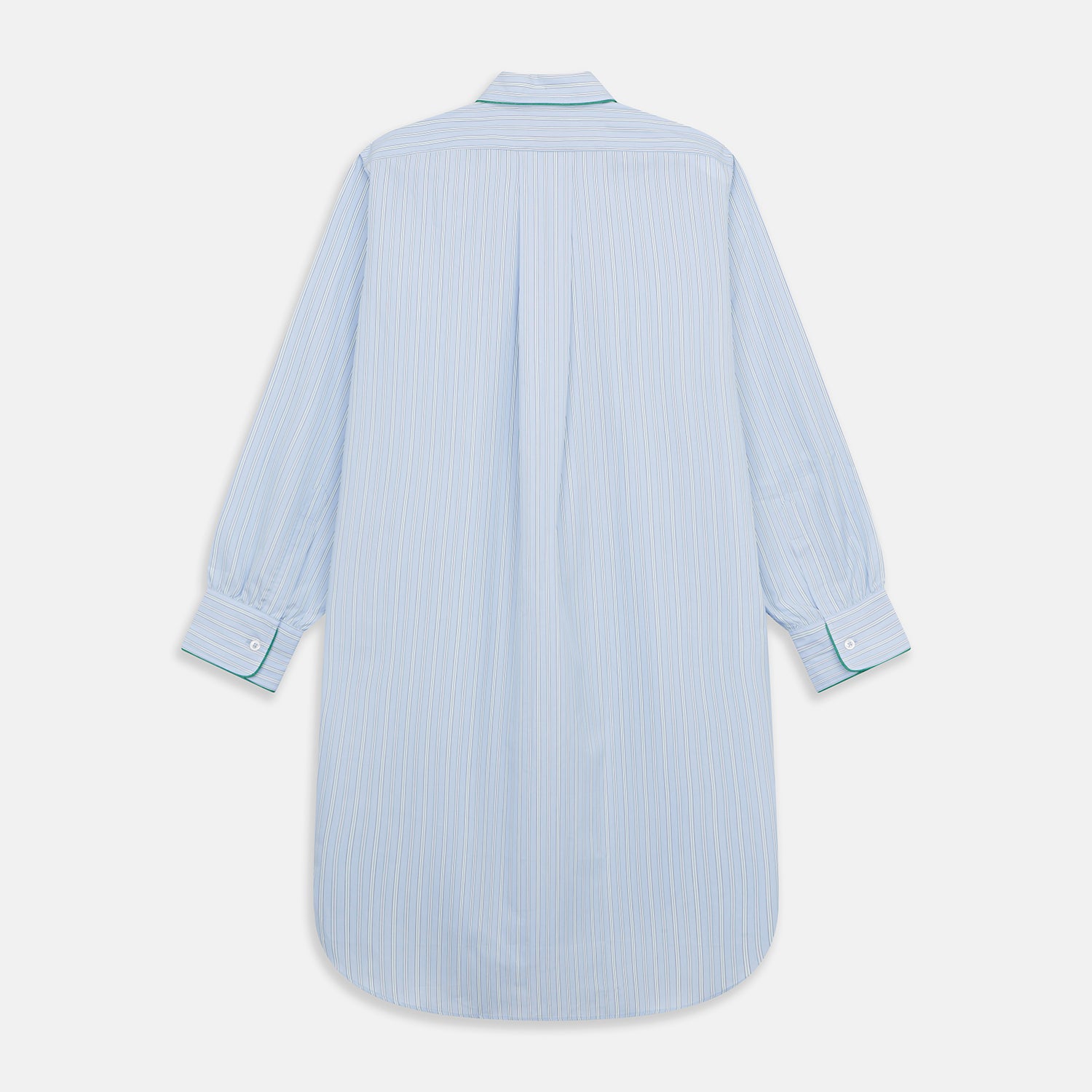 View 5 of product Blue and Green Stripe Poplin Cotton Nightshirt