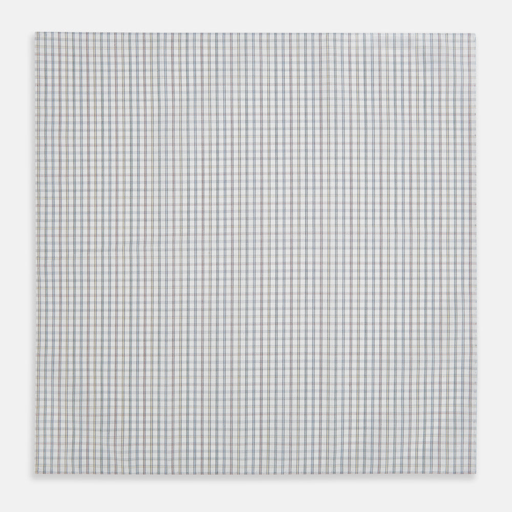 Sky Blue Multi Graph Check Hand-Rolled Handkerchief