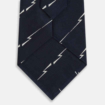 Navy Zigzag Jacquard Silk Tie Image 2