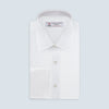 View 1 of product White Herringbone Sea Island Quality Cotton Shirt with T&A Collar and Double Cuffs