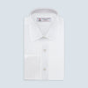 White Herringbone Sea Island Quality Cotton Shirt with T&A Collar and Double Cuffs