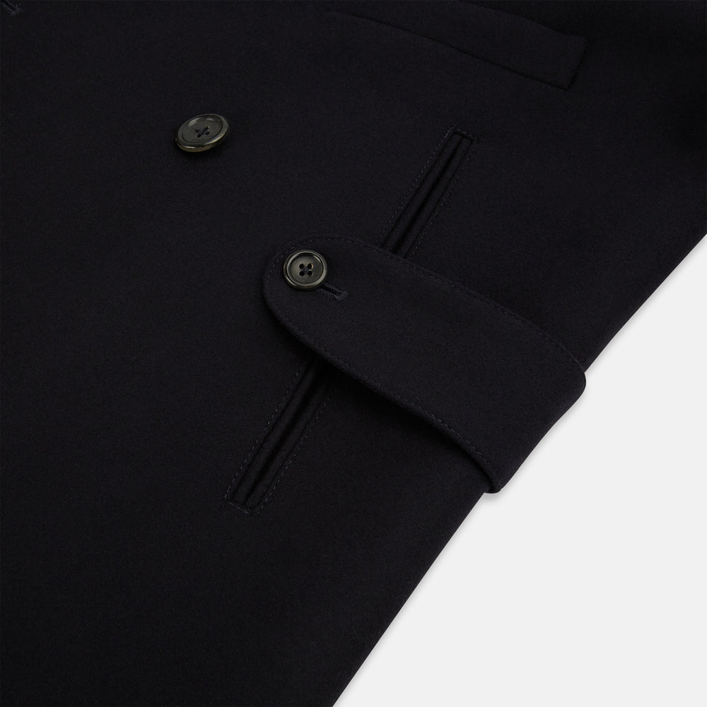 Navy Wellington Double-Breasted Caban Coat