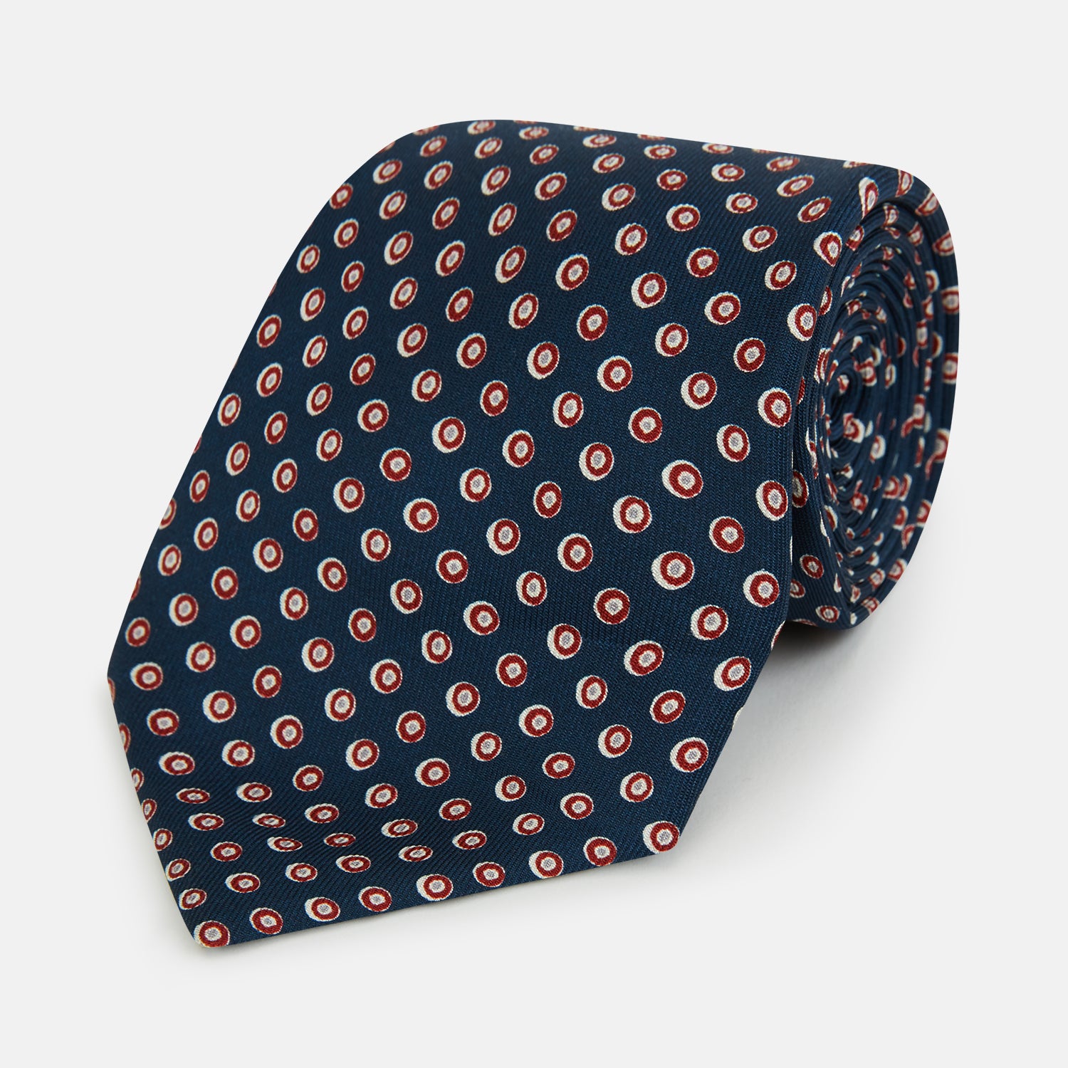 View 1 of product Navy and Red Circle Foulard Silk Tie