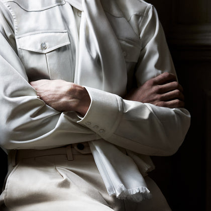Cream Cotton Weekend Fit Western Shirt with Dorset Collar Image 2