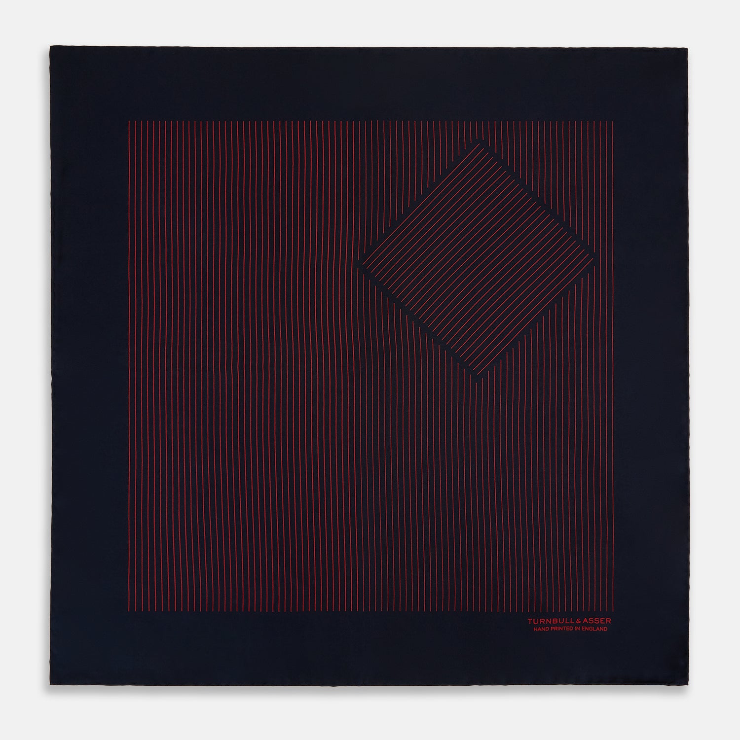 View 4 of product Navy and Red Stripe Silk Pocket Square