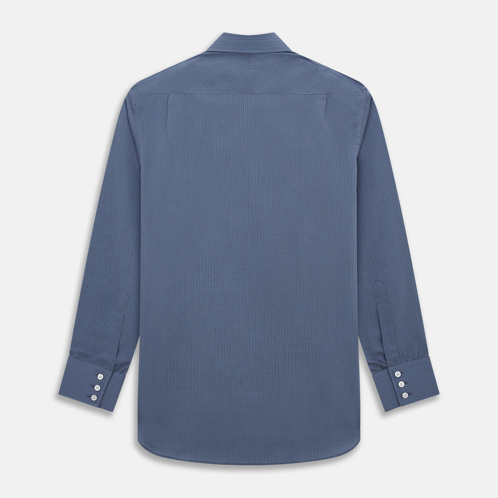 Mid Blue Red Stripe Regular Fit Mayfair Shirt