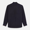 View 8 of product Navy Weekend Fit Cotton & Wool Shirt with Derby Collar and 1 Button Cuffs