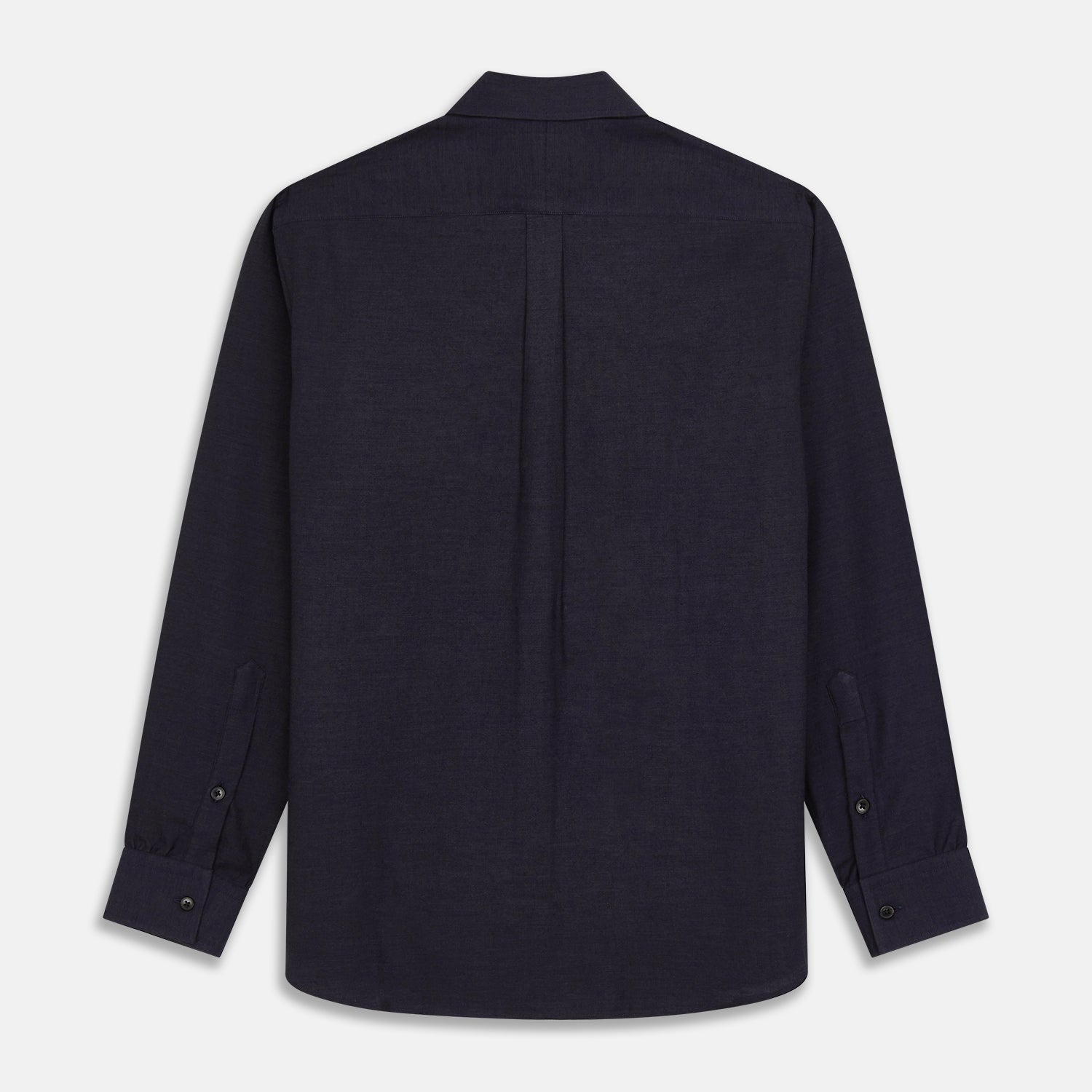 View 8 of product Navy Weekend Fit Cotton & Wool Shirt with Derby Collar and 1 Button Cuffs