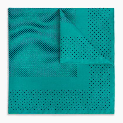 Petrol Green Dot Silk Pocket Square Image 4