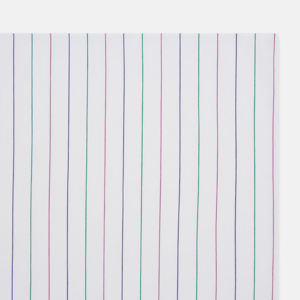 Hand Rolled Pink and Green Pinstripe Handkerchief