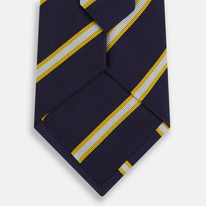 White and Navy Blazer Silk Tie Image 2