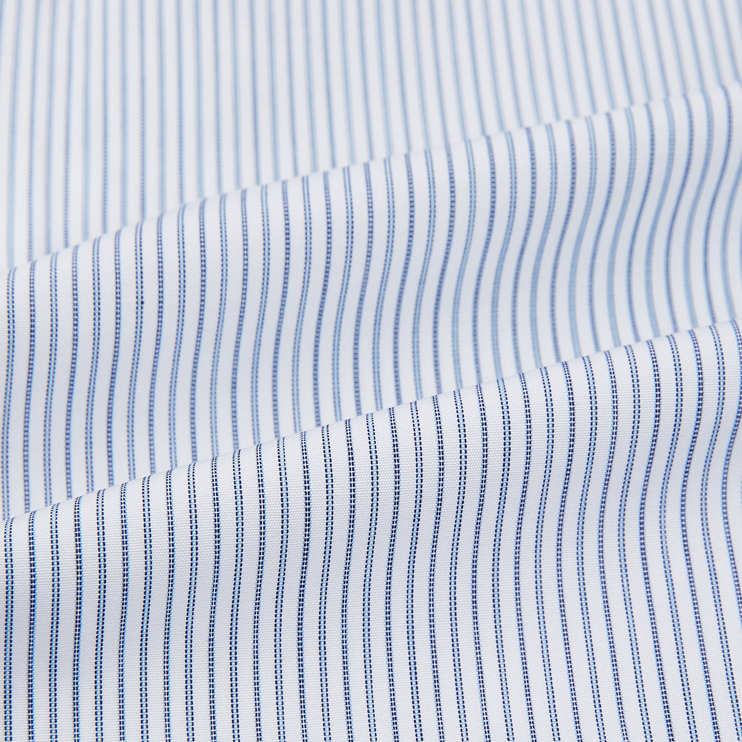 View 6 of product Navy and Blue Ticking Stripe Shirt with Contrast Collar and Double Cuffs