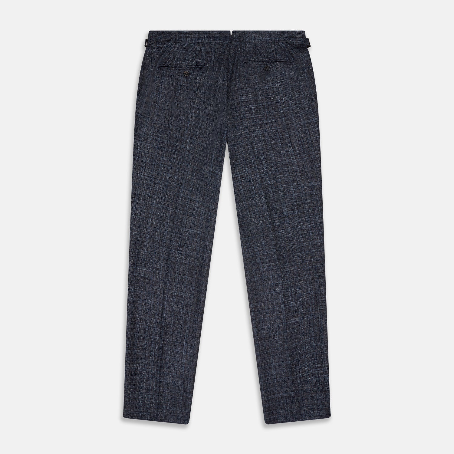 View 3 of product Navy Check Wool and Cashmere Blend Wilson Trousers