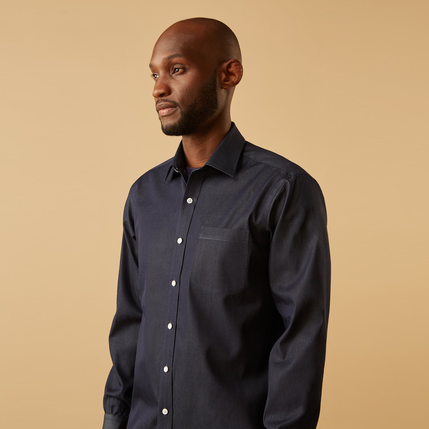 View 7 of product Blue Weekend Fit Finch Shirt With Derby Collar And Chest Pocket