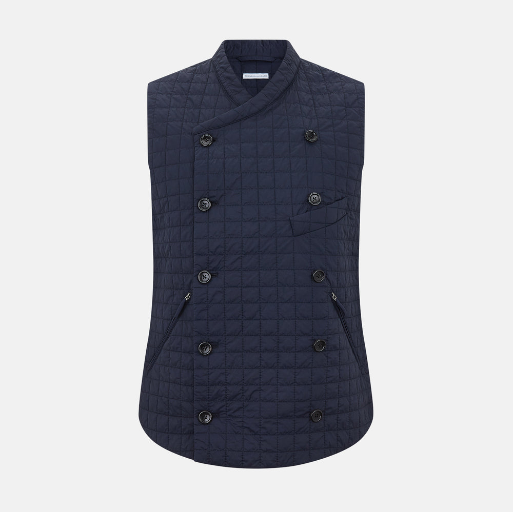 Navy Double-Breasted Quilted Gilet