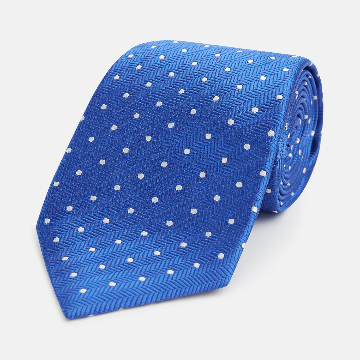 View 1 of product Blue and White Micro Dot Silk Tie