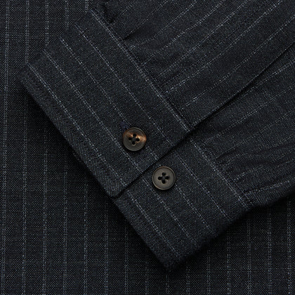 Navy Tailored Pinstriped Shirt Jacket Image 6