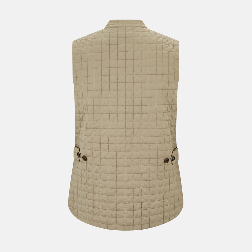 Sand Double-Breasted Quilted Gilet