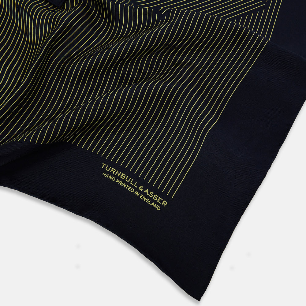 Navy and Gold Stripe Silk Pocket Square