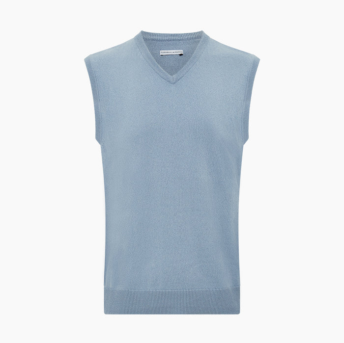 Frost Blue Cashmere V-neck Vest Image 3