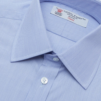 Blue Hairline Stripe Shirt with T&A Collar and 3-Button Cuffs Image 4