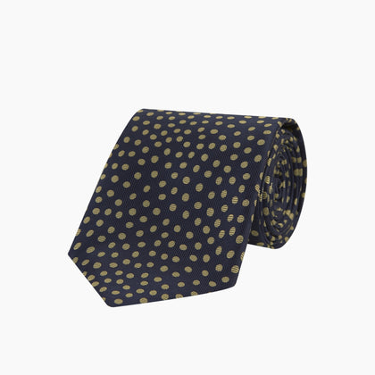 Navy and Gold Paint Spot Silk Tie Image 4