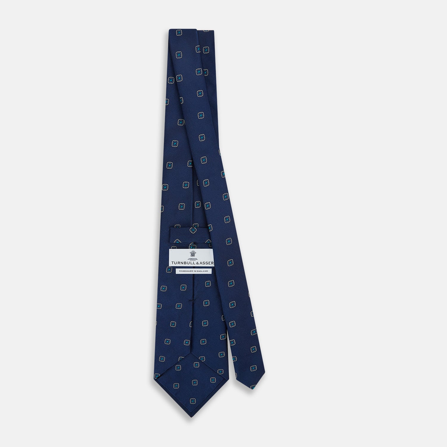 View 4 of product Navy Geometric Silk Tie