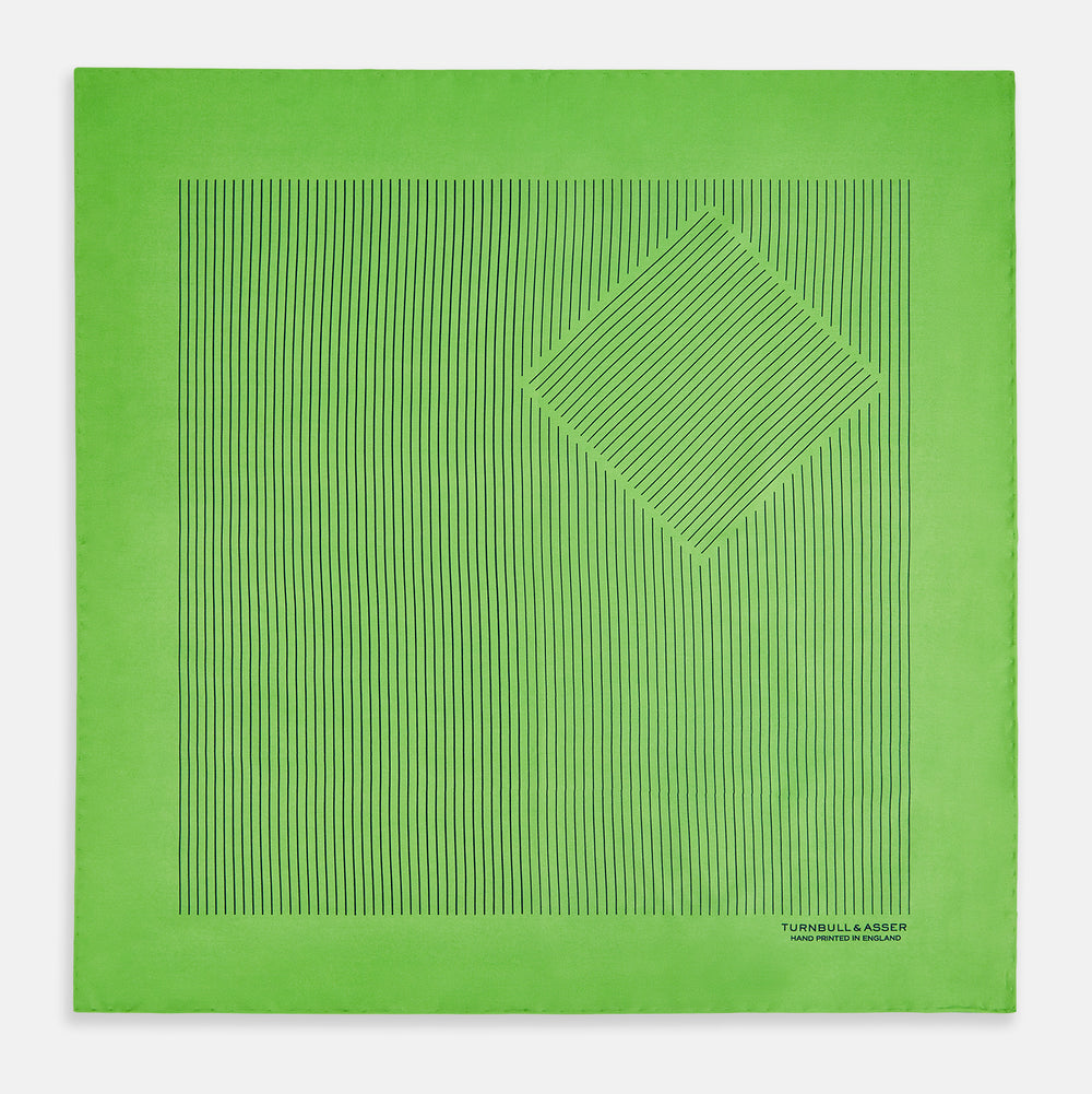 Fern Green Stripe Silk Pocket Square