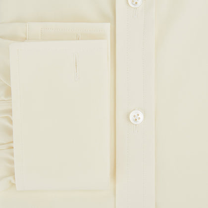 Cream Cotton Shirt with T&A Collar and Double Cuffs Image 3