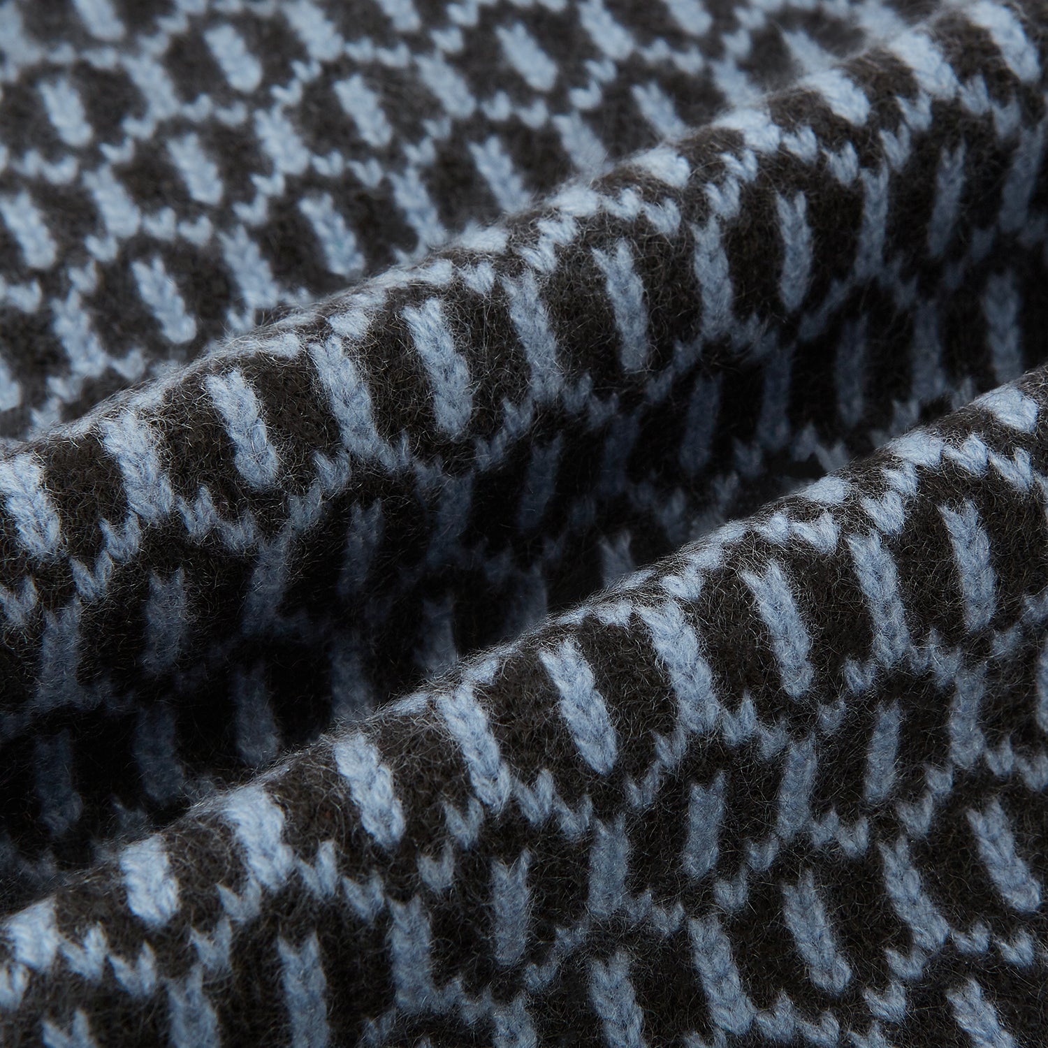 View 3 of product Dark Chocolate and Pale Blue Hexagon Cashmere Knitted Scarf