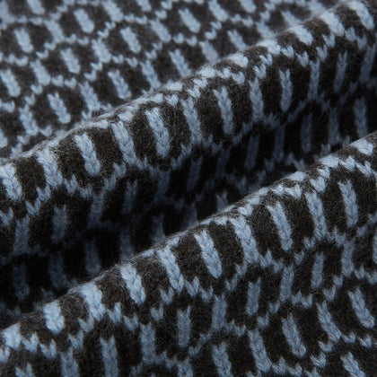 Dark Chocolate and Pale Blue Hexagon Cashmere Knitted Scarf Image 2