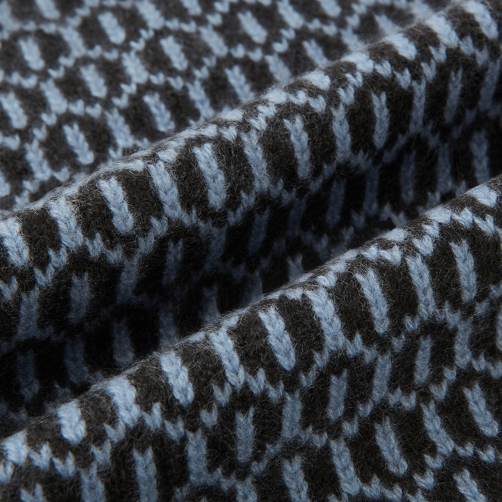 Dark Chocolate and Pale Blue Hexagon Cashmere Knitted Scarf
