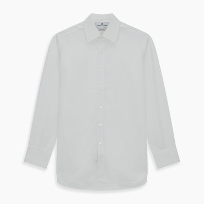 Plain White Cotton Shirt with T&A Collar and Double Cuffs Image 5